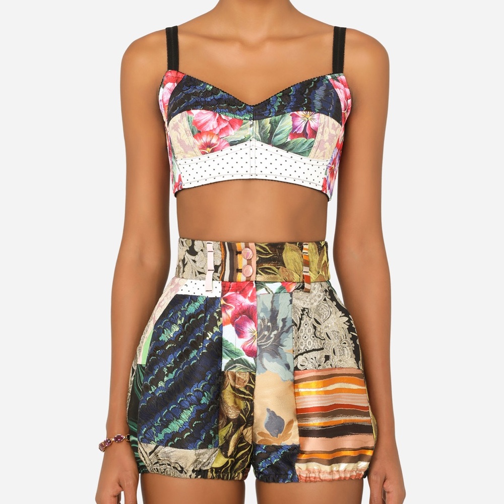 DOLCE & GABBANA patchwork twill & brocade set